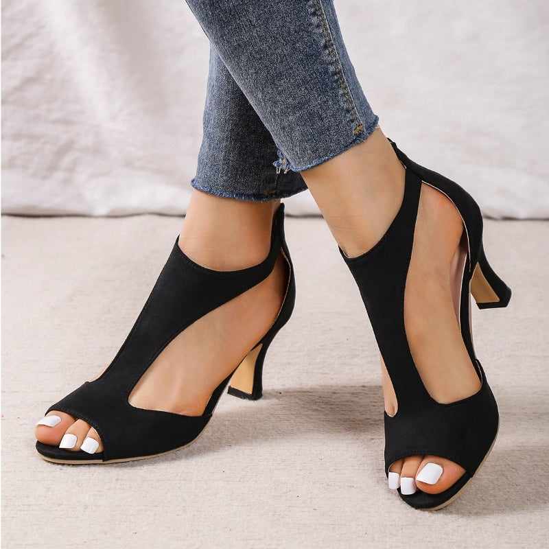 Sandales Femme Talons Hauts Zippées