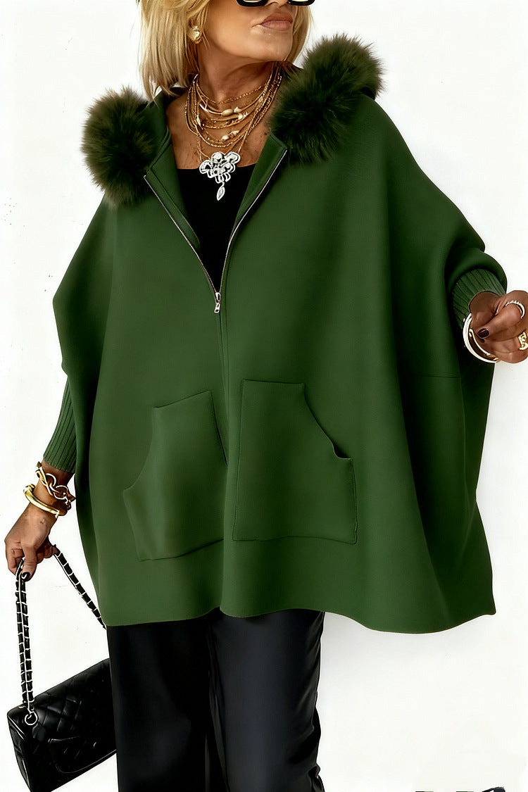 Women's Fur Collar Solid Colour Casual Jacket