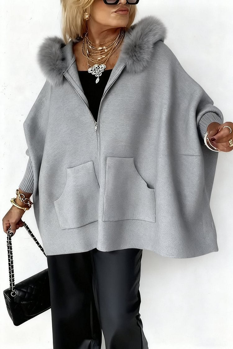Women's Fur Collar Solid Colour Casual Jacket